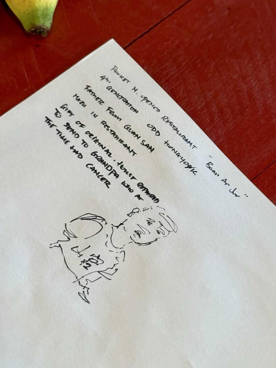 Handwritten note about Baan Ar-Jor history